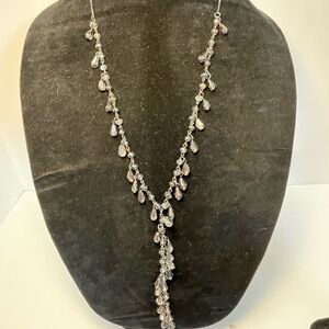 Elegant Gray Translucent Bead Teardrop Necklace